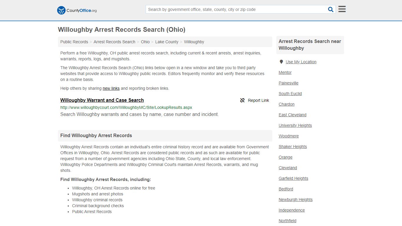 Arrest Records Search - Willoughby, OH (Arrests & Mugshots)